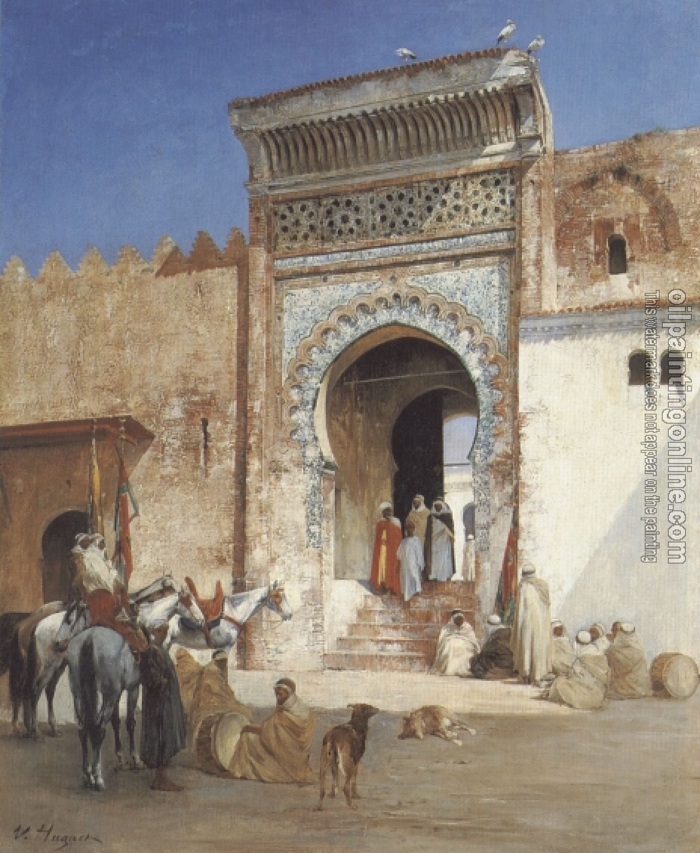 Victor Pierre Huguet - Arabs Outside the Mosque